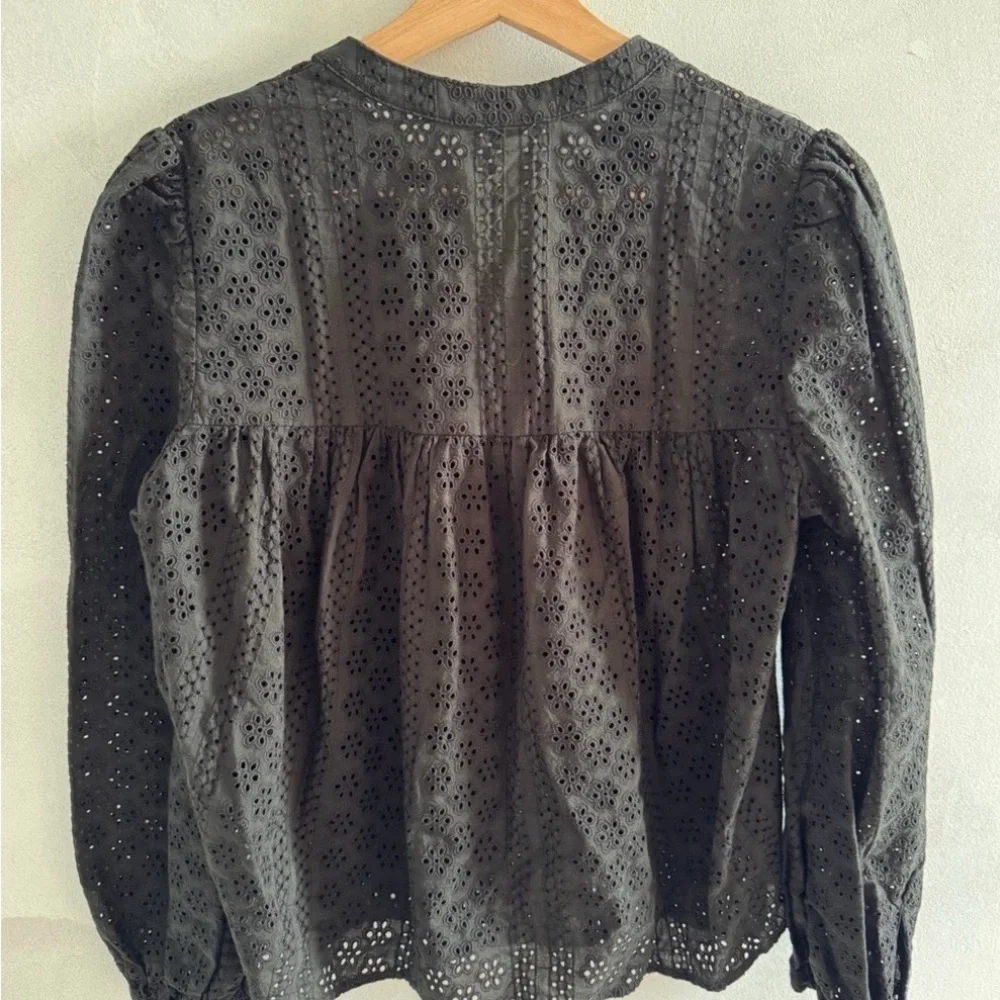 Madewell - Black Eyelet Blouse - Size M